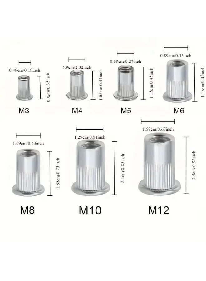 165 Pcs Metal Nut Set M3 To M12 Silvery Color Anti Slip Pad For Furniture Repair - Image 3