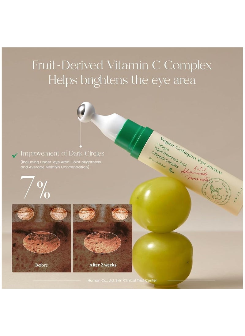 AXIS-Y - AXIS-Y Vegan Collagen Eye Serum with Triple Hyaluronic Acid & 5-Peptide Complex | Wrinkle Care, Fine Line Reduction, Brightening | Vegan & Cruelty-Free Korean Skin Care | 10ml / 0.33 fl. oz. - Image 1