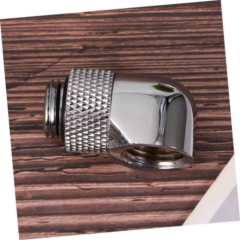 2 Sets Brass Rotary Fitting Adapter For PC Water Cooling System Leakproof Rigid Tubing Elbow Joint Silver Finish - Image 4