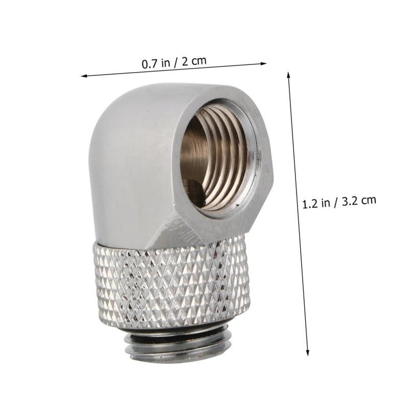 2 Sets Brass Rotary Fitting Adapter For PC Water Cooling System Leakproof Rigid Tubing Elbow Joint Silver Finish - Image 5