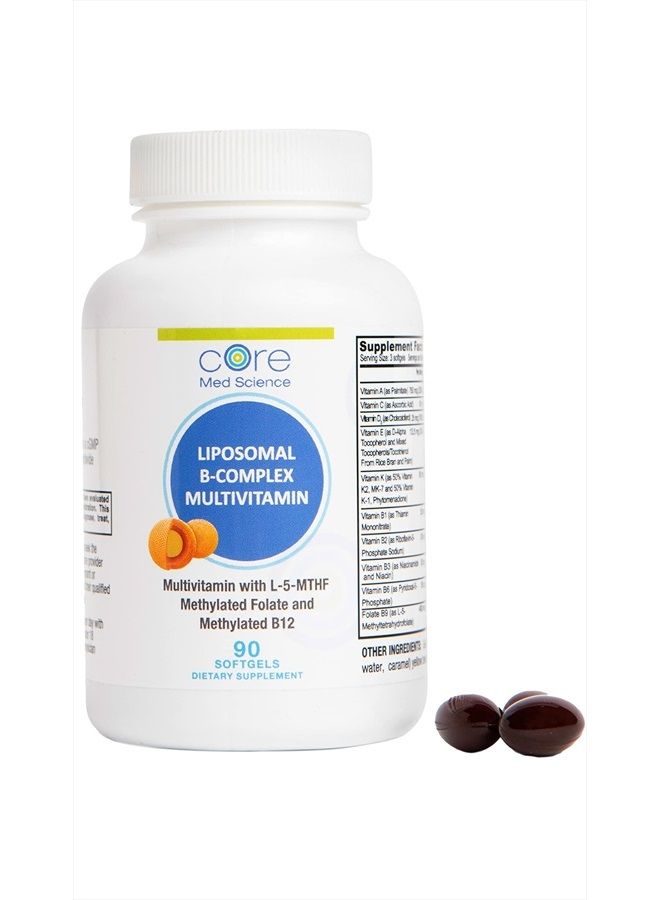 Core Med Science Liposomal Vitamin B-Complex, 90 Softgels - Non-GMO Active B-Complex Vitamin Supplement for Heart Health - Immune System & Metabolism Booster - Energy & Mood Support Supplement - Image 2