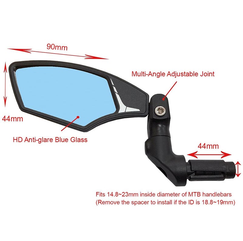 Hafny Bar End Bike Mirror Hf-M900Ls-Fr08 (Hf-M900Lb-Fr08 (Left Side, Anti-Glare Blue Glass)) - Image 2