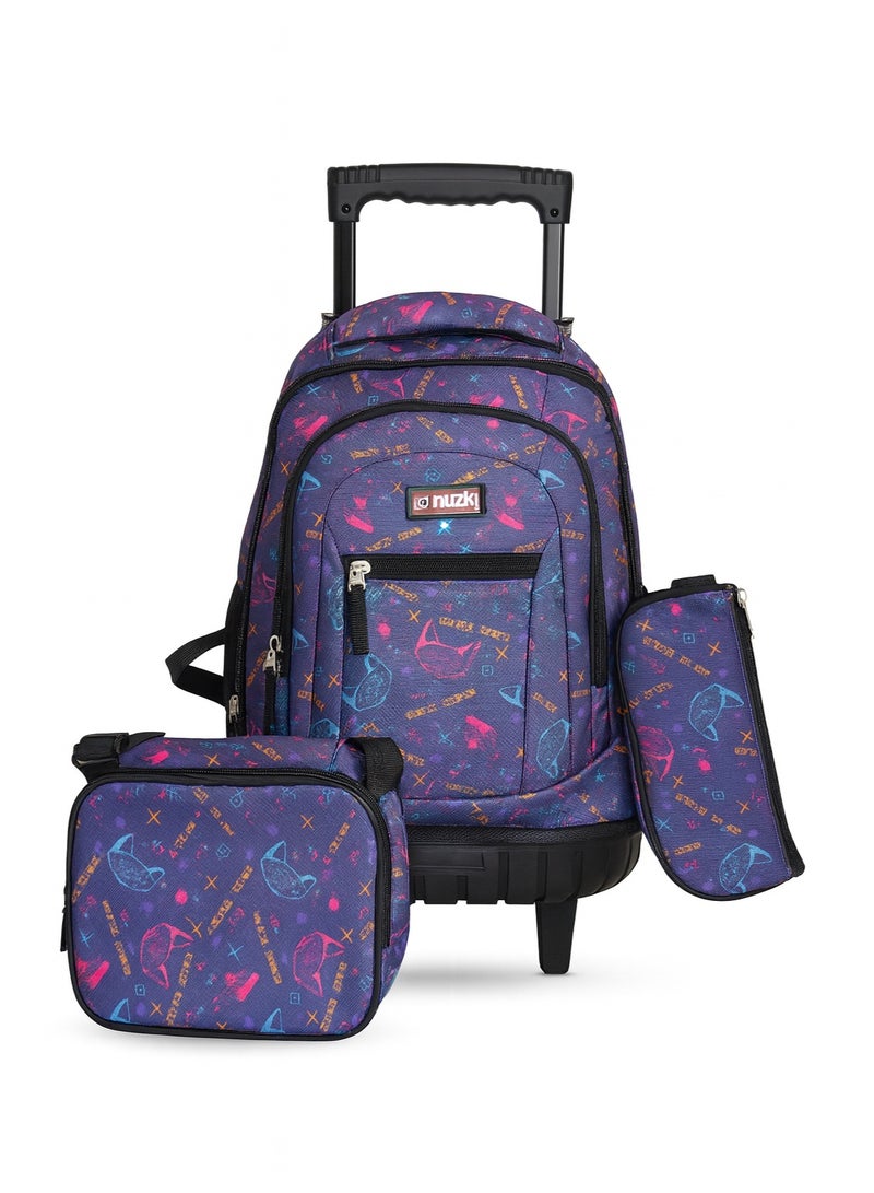 Nuzki Kids Backpack for Students , Backpack for Girls and Boys, 18 Inch Trolley School Backpack with Pencil Case Lunch Bag, 3 in 1 Bookbag Set for School Kids Trolley Travel Bag - Image 5