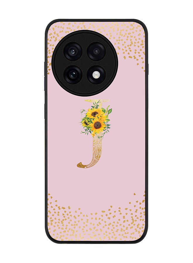 Stylizedd For OnePlus 13R / Ace 5 Pro Case,Slim fit Camera Protection, Shockproof Thin Phone cover  - Custom Floral Monogram - J  (Pink )
