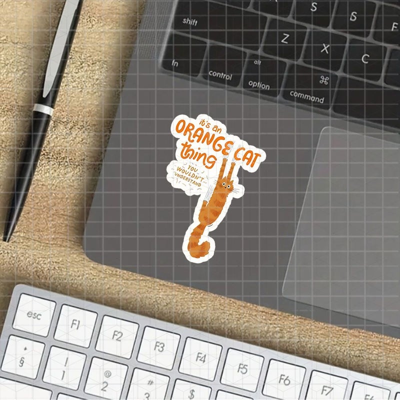 Polychrome 3 Inch Orange Cat Sticker For Enthusiasts Funny Decorative Sticker Gift - Image 4