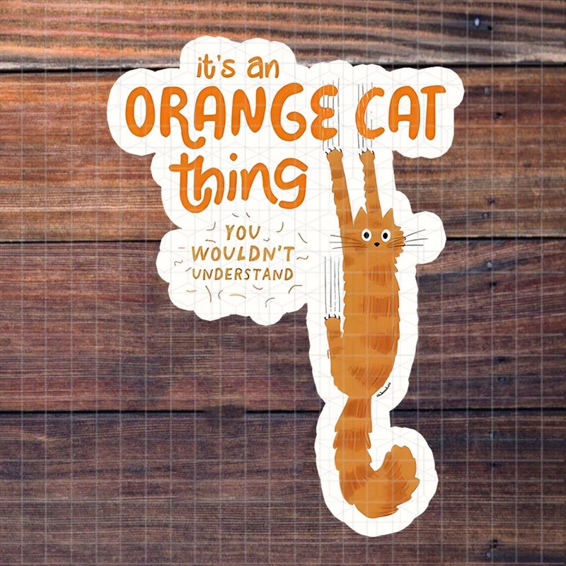 Polychrome 3 Inch Orange Cat Sticker For Enthusiasts Funny Decorative Sticker Gift - Image 2