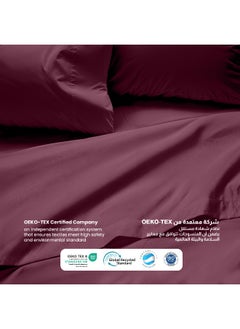 Rest 3-Piece Burgundy Plush 160X220 Flat Bedsheet Set Includes 1 Deep Pocket Flat Bedsheet And 2 Pillow Covers, Breathable And Machine Washable  - Image 2