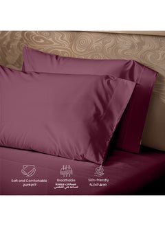 Rest 3-Piece Burgundy Plush 160X220 Flat Bedsheet Set Includes 1 Deep Pocket Flat Bedsheet And 2 Pillow Covers, Breathable And Machine Washable  - Image 3
