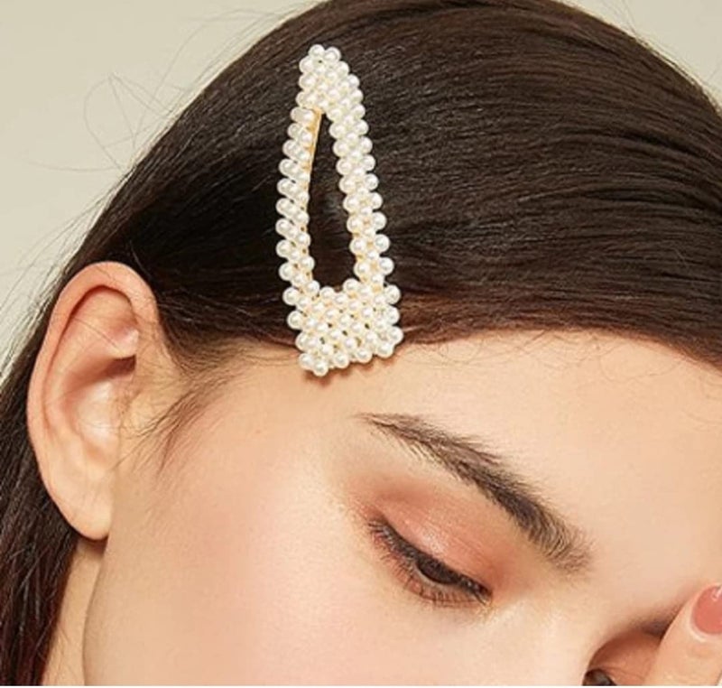 FAVELA Korean Style Pearl Rhinestone Metal Hair Clips | Stylish Claw Clips Jaw Clips Clutches Hair Pin Hairband | Large Hair Clips Barrettes Hair Accessories Jewellery for Womens and Girls (Set of 8) - Image 2