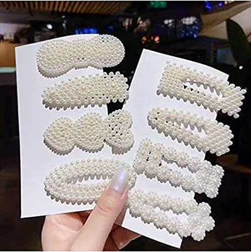 FAVELA Korean Style Pearl Rhinestone Metal Hair Clips | Stylish Claw Clips Jaw Clips Clutches Hair Pin Hairband | Large Hair Clips Barrettes Hair Accessories Jewellery for Womens and Girls (Set of 8) - Image 1