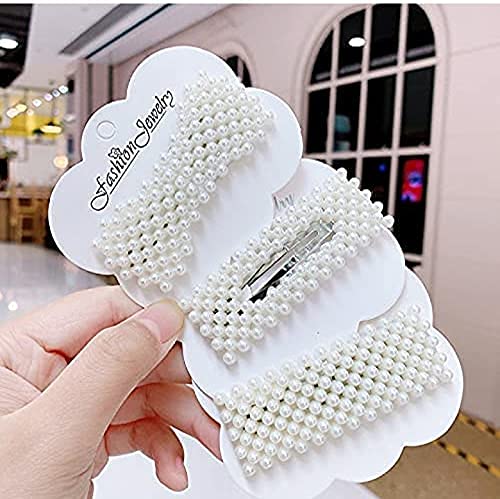 FAVELA Korean Style Pearl Rhinestone Metal Hair Clips | Stylish Claw Clips Jaw Clips Clutches Hair Pin Hairband | Large Hair Clips Barrettes Hair Accessories Jewellery for Womens and Girls (Set of 8) - Image 3