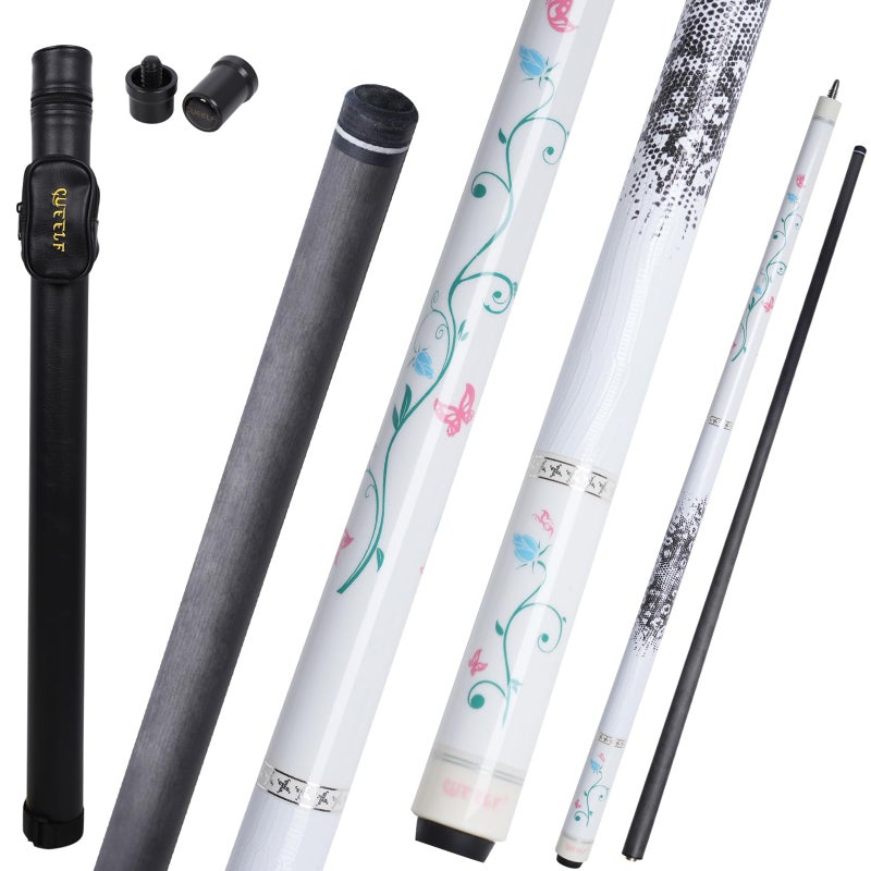CUEELF Carbon Fiber Pool Cue Stick Professional Leather Grip Pool Stick Butterfly Pink Carbon Technology Low Deflection Pool Stick Gifts for Women and Ladies - Image 2