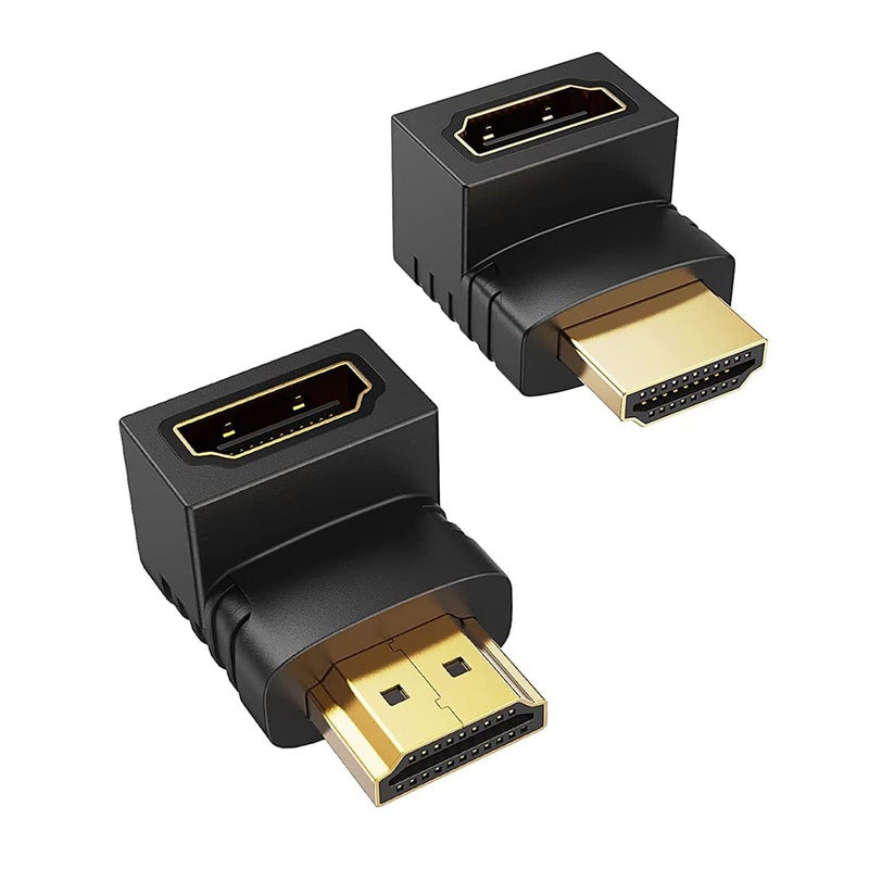 AGARO HDMI Adapter 90 Degree 4K Male to Female HDMI Connector 270 Degrees Extender Right Angle 2 Pack Combo L Type HDTV Converter - Image 1