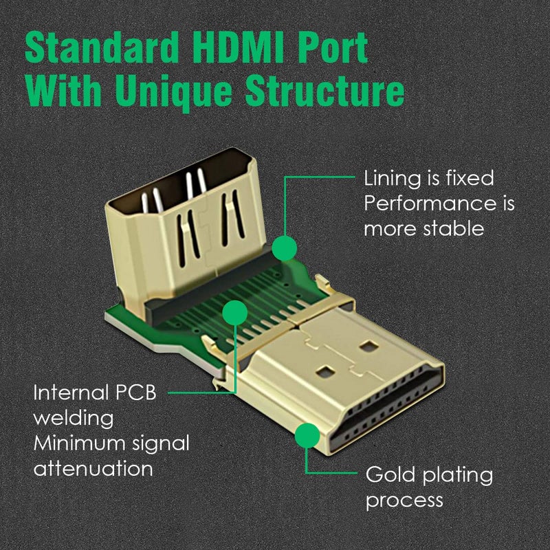 AGARO HDMI Adapter 90 Degree 4K Male to Female HDMI Connector 270 Degrees Extender Right Angle 2 Pack Combo L Type HDTV Converter - Image 4