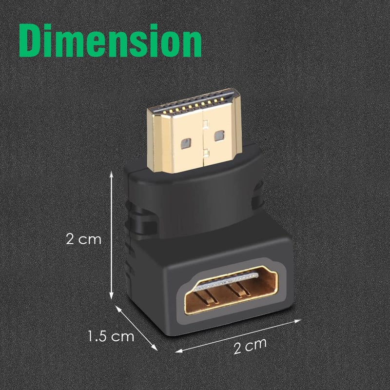 AGARO HDMI Adapter 90 Degree 4K Male to Female HDMI Connector 270 Degrees Extender Right Angle 2 Pack Combo L Type HDTV Converter - Image 5