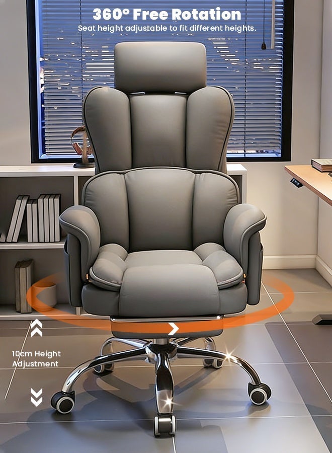 VUCATIN Office Chair with Foot Rest Office Desk Chair with Adjustable Lumbar Support and Wheels Padded Gaming Chair with Thick Cushion for Home Office (Grey) - Image 5