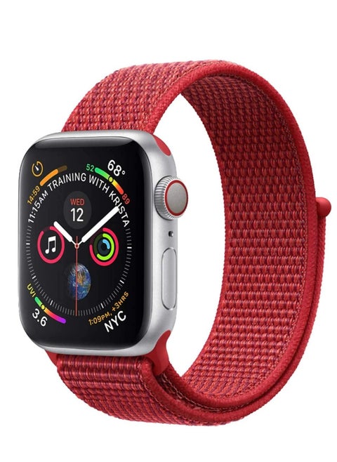 Nylon Sport Band for Apple Watch 41mm 40mm 38mm , Soft Replacement Strap for iWatch Series 7/ 6/ SE/ 5/4/3/2/1 (red)