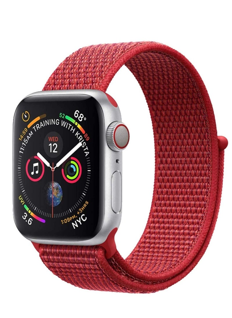Nylon Sport Band for Apple Watch 41mm 40mm 38mm , Soft Replacement Strap for iWatch Series 7/ 6/ SE/ 5/4/3/2/1 (red)