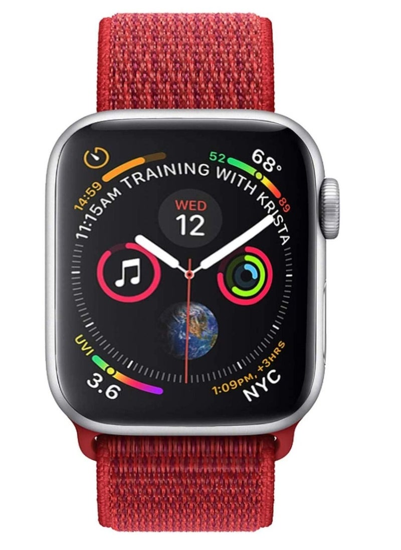 Nylon Sport Band for Apple Watch 41mm 40mm 38mm , Soft Replacement Strap for iWatch Series 7/ 6/ SE/ 5/4/3/2/1 (red)