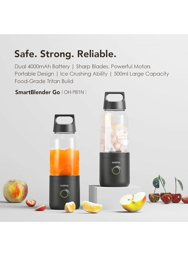أورايمو Oraimo 500 ml Portable Blender for Smoothies, Shakes and Kitchen Use | Ice Crushing Blades | 10 Uses/Charge | Smart Touch Control | Type-C Charging & IPX5 Waterproof (OH-PB1N) 75 W OH-PB1N multicolour - Image 4