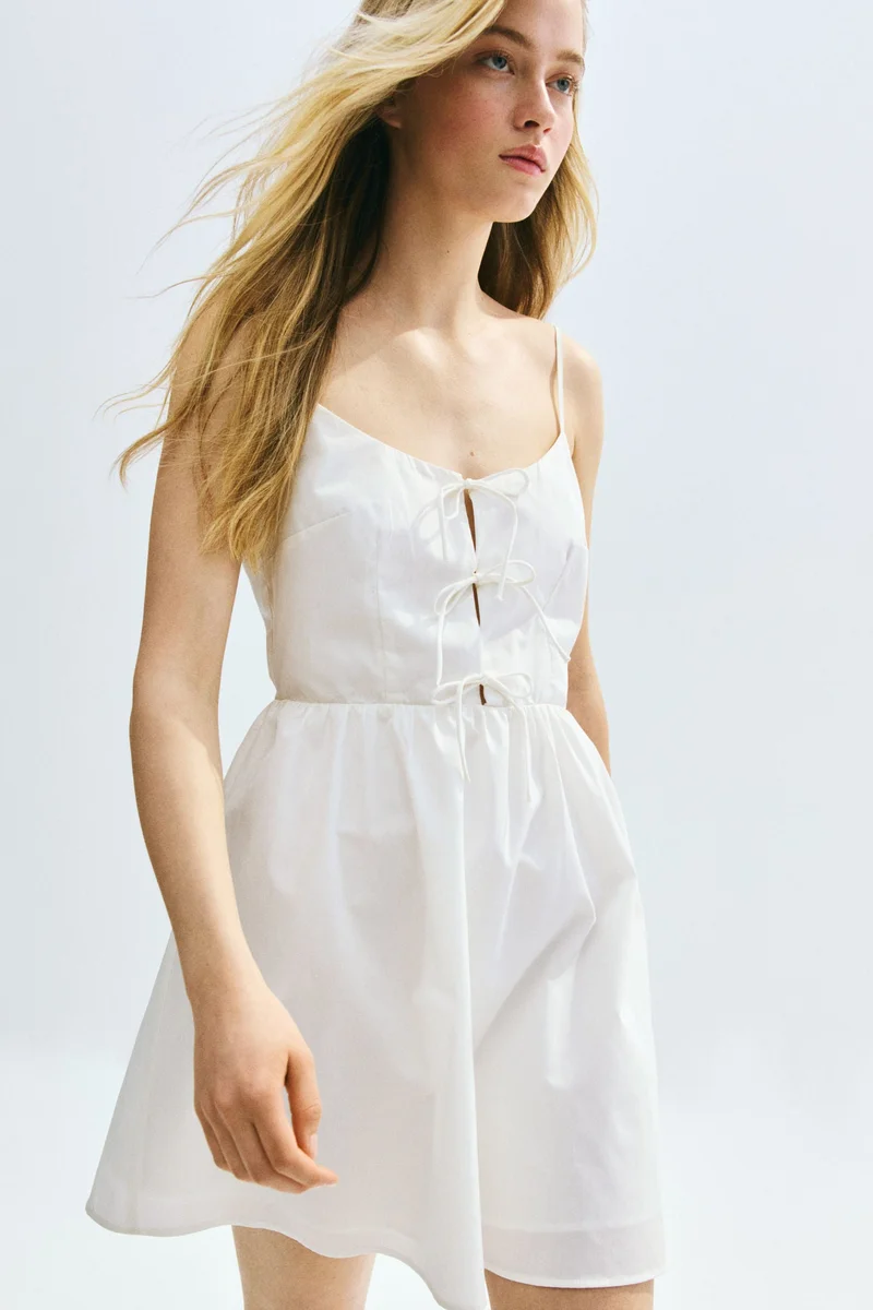 H&M Tie-detail poplin dress