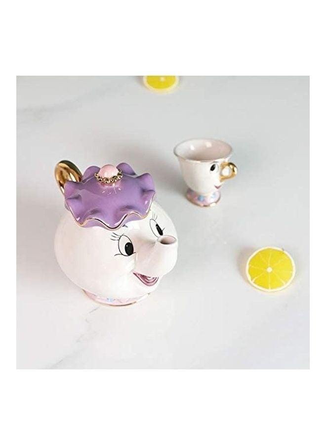 Haidue Beauty And The Beast Teapot Mug Set Beige/Purple Pot(500), Cup(50)ml - Image 4