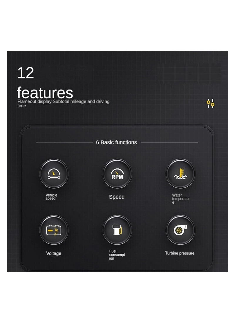 HUD Heads Up Display for Car, S100 HUD Head Up Display, OBD Multi Function Car Dashboard Monitor, Compatible for Oil Transmission Temperature Monitoring Alarm, Digital Speedometer