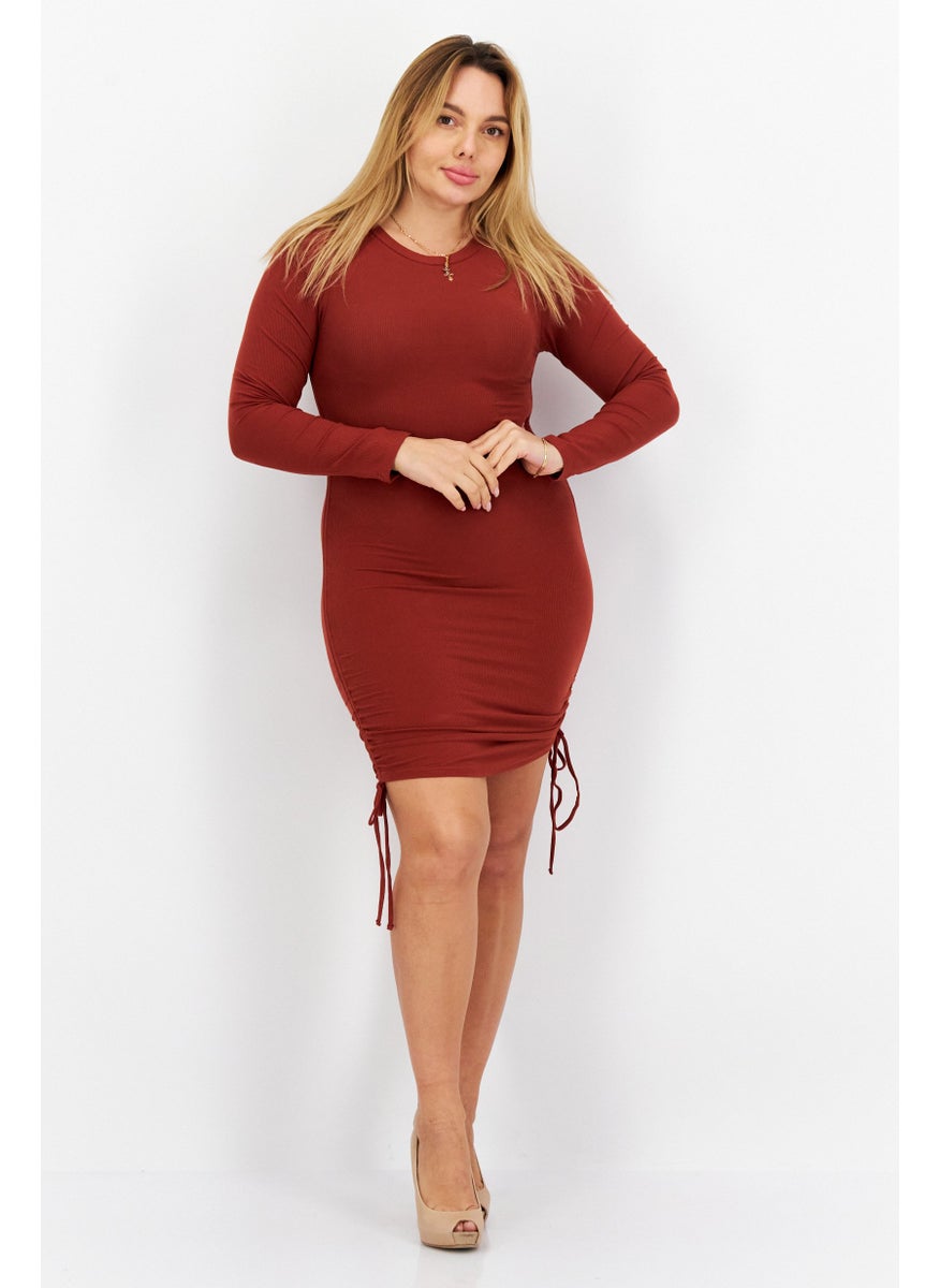 Women Scrunched Drawstring Mini Dress, Cognac - pzsku/Z4F5CE90A53F8608A7452Z/45/_/1724351227/bd068145-d292-499a-94b5-060d1bcfaa80