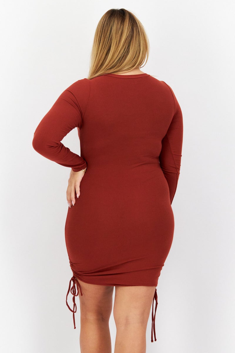 STEVE MADDEN BB Dakota by Steve Madden Women Scrunched Drawstring Mini Dress, Cognac - Image 2