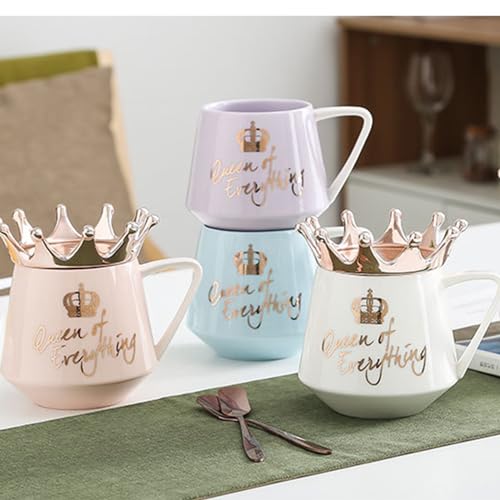 Arawat Queen of Everything Mug with Lid Sweet White Mug with Crown Coffee Mugs Gift with Spoon & Coaster 12 oz Ceramic Cup Birthday Gift for Women Girls Mom Girlfriend Mothers Day Gifts for Women - Image 3