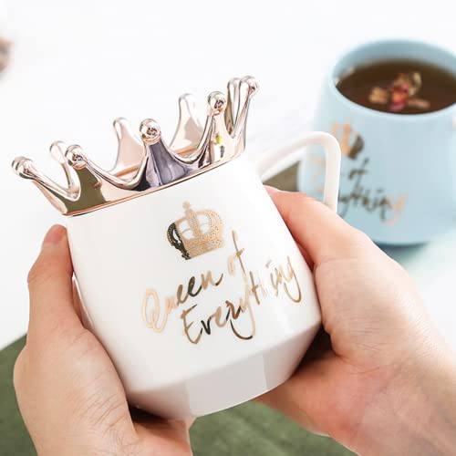 Arawat Queen of Everything Mug with Lid Sweet White Mug with Crown Coffee Mugs Gift with Spoon & Coaster 12 oz Ceramic Cup Birthday Gift for Women Girls Mom Girlfriend Mothers Day Gifts for Women - Image 2