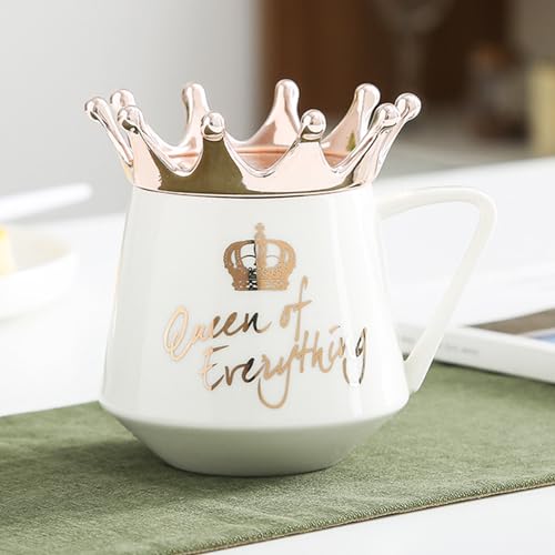 Arawat Queen of Everything Mug with Lid Sweet White Mug with Crown Coffee Mugs Gift with Spoon & Coaster 12 oz Ceramic Cup Birthday Gift for Women Girls Mom Girlfriend Mothers Day Gifts for Women - Image 4