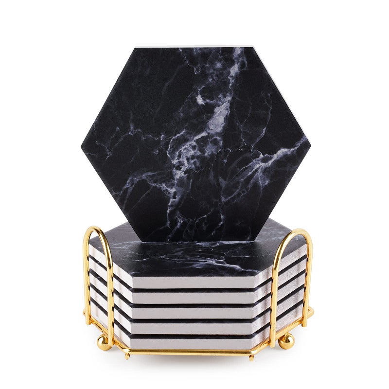 Coasters for DrinksDrink Coasters with Gold Holder Gold Marble Coasters for Coffee TableHome DecorHousewarming Gift