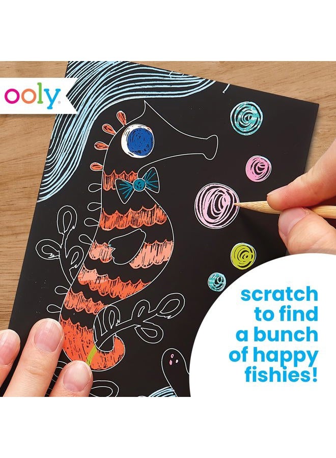 Ooly Mini Scratch & Scribble Art Kit: Friendly Fish, Colorful Scratch Book for Kids Ages 6 and Up, Creative Arts and Crafts Activity for Girls and Boys, Great for Travel, Games, and any Birthday - Image 2