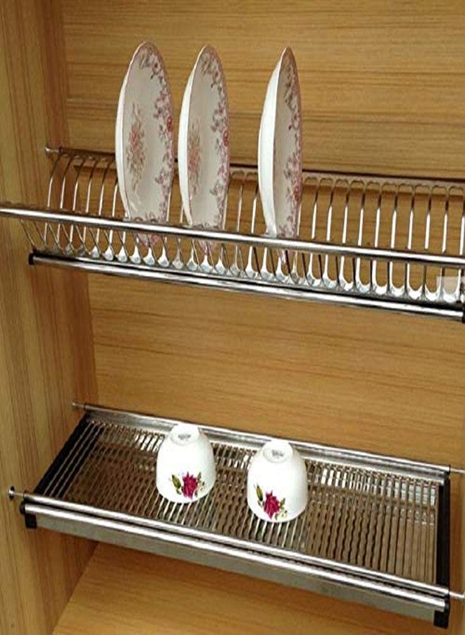 DBr Stainless Steel Kitchen Dish Rack Drainer for Cabinet Width 60 cm (Silver) - Image 1