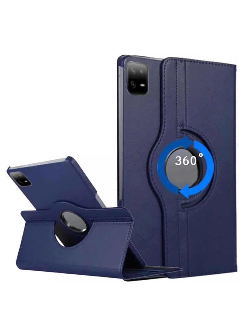 Case Compatible with Xiaomi Pad 7/Pad 7 Pro 11.2 Inch 2024 Multifunctional Leather Cover Swivel Unique Stand Anti-Fall Auto Sleep/Wake (Blue)