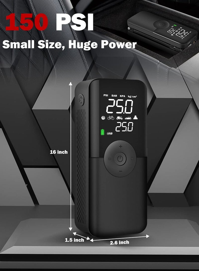 KASTWAVE Portable Air Compressor Tire Inflator with LCD Dual Screen, 150 PSI Cordless Air Pump with 6000mAh Rechargeable Battery for Cars, Bikes, Motorcycles, Balls, Not Suitable for Trucks - Image 5