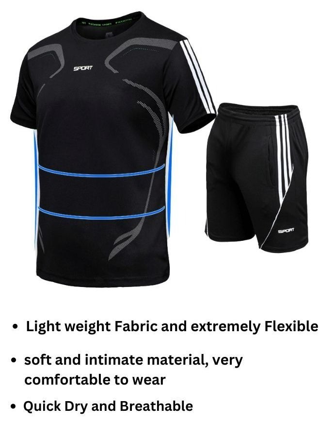 Mei Stylish - Men's Short and T-shirt Tracksuit Sports Suit Activewear Set - Image 1
