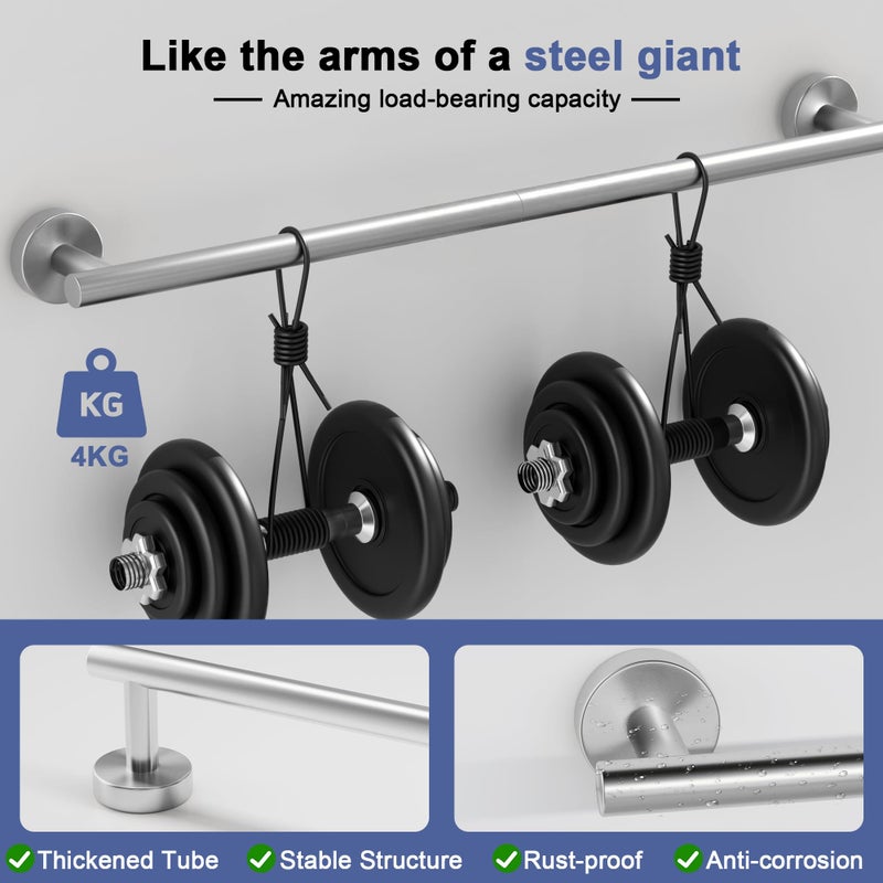 SCILIVE Brushed Nickel Towel Bar, 24 Inch Towel Racks for Bathroom Wall Mounted, SUS304 Stainless Steel Bathroom Towel Holder, Total Length 26.4 Inch Towel Bars - Image 3
