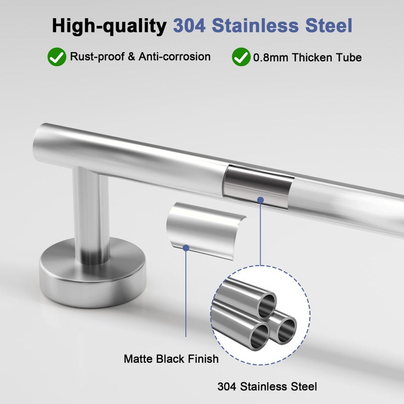 SCILIVE Brushed Nickel Towel Bar, 24 Inch Towel Racks for Bathroom Wall Mounted, SUS304 Stainless Steel Bathroom Towel Holder, Total Length 26.4 Inch Towel Bars - Image 2