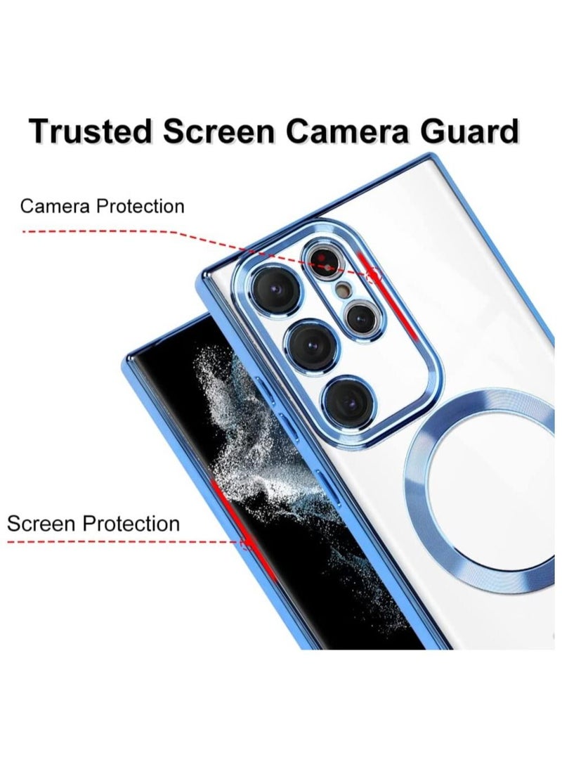 Magnetic Clear Case for Galaxy S23 Ultra Case,Compatible with MagSafe, Love Heart Design Electroplated Case Soft TPU Shockproof Full Camera Lens Protective Case - Image 4