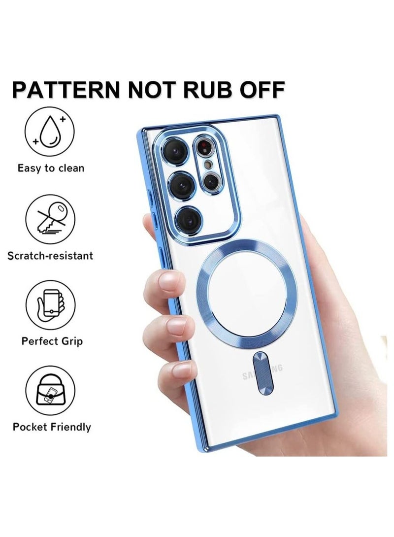 Magnetic Clear Case for Galaxy S23 Ultra Case,Compatible with MagSafe, Love Heart Design Electroplated Case Soft TPU Shockproof Full Camera Lens Protective Case - Image 3