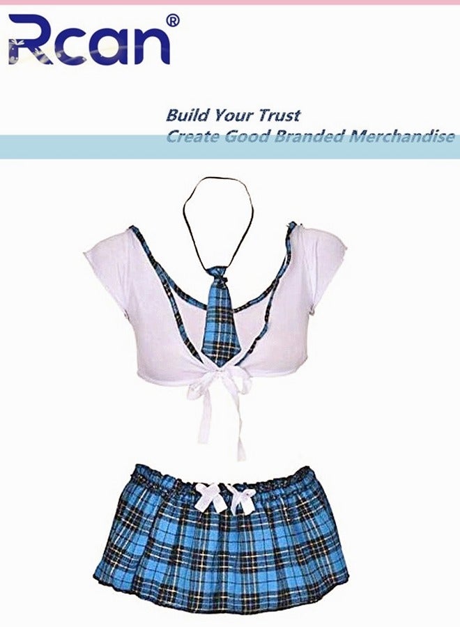 Rcan Sweet Bow School Girl Women Lingerie Costume Japanese JK Sailor Short Skirts Set Free Size for Women
