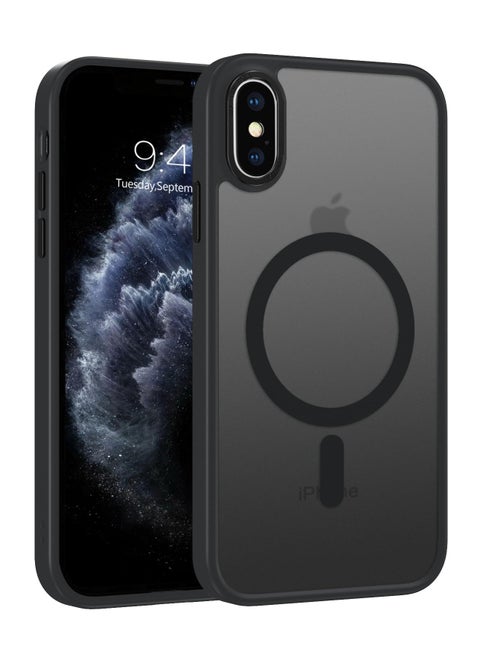 Magnetic Case For iPhone Xs Max Case Compatible with MagSafe Military Grade Protection Shockproof Translucent Matte Case Anti Scratch Shockproof Phone Case (Black)