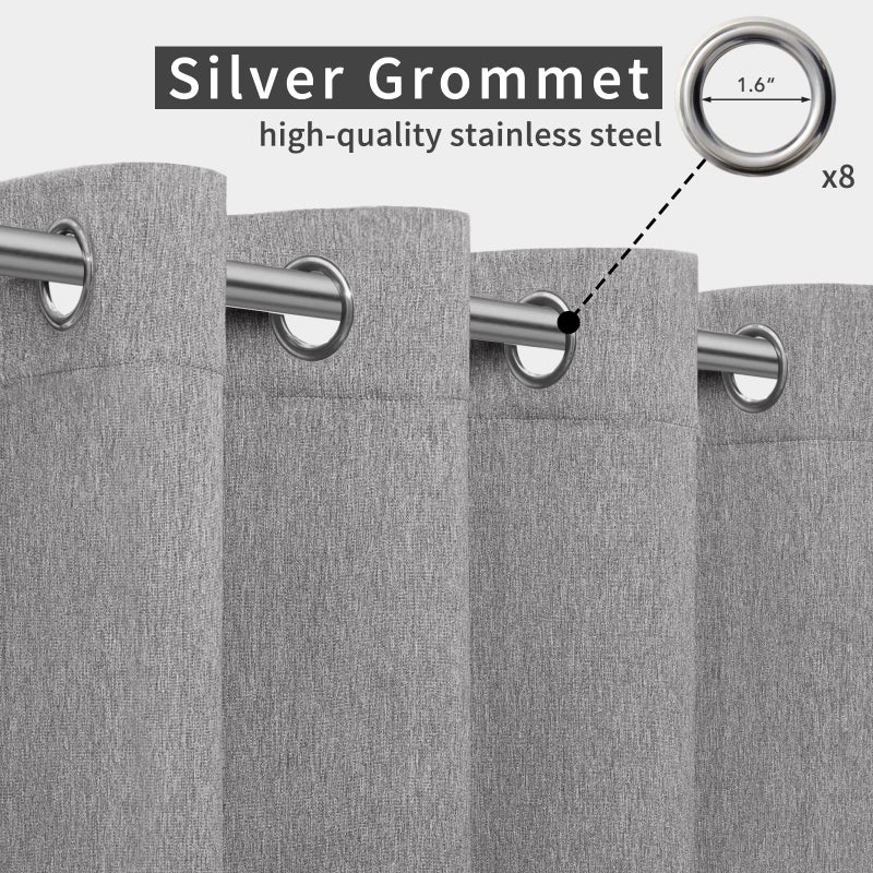 Easy-Going Linen Look Outdoor Curtains Waterproof Windproof Porch Curtains, Soft Thicken Outdoor Privacy Curtains for Patio, Gazebo, Grommet Top and Tab Bottom Drape, 1 Panel, 54x84 inch, Grey - Image 3