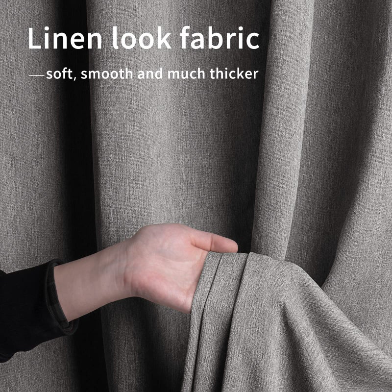 Easy-Going Linen Look Outdoor Curtains Waterproof Windproof Porch Curtains, Soft Thicken Outdoor Privacy Curtains for Patio, Gazebo, Grommet Top and Tab Bottom Drape, 1 Panel, 54x84 inch, Grey - Image 5