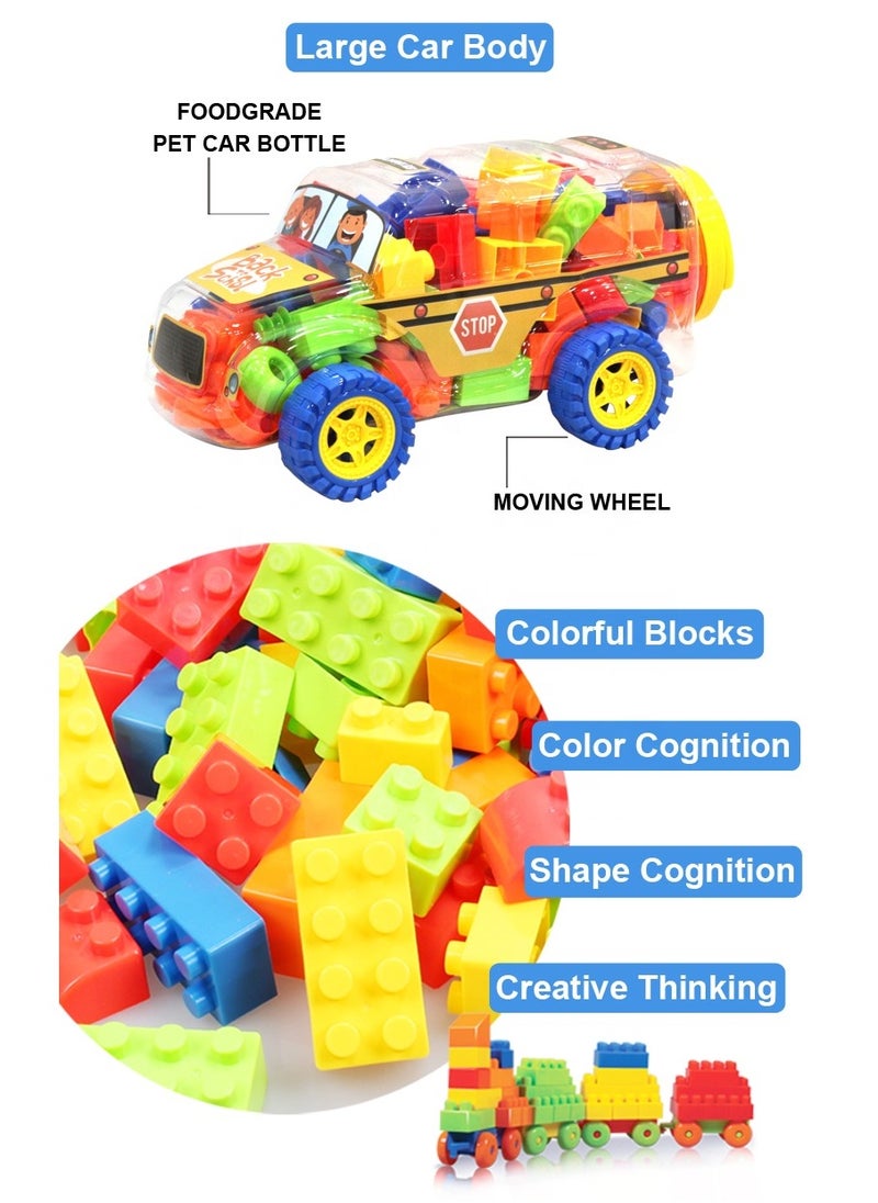 Baybee 2 in 1 Shape Sorting Building Blocks Set With Car Toy For Kids , Vehicle Sorting Shapes Learning Educational Toys For Kids , Color Learning Stacking Blocks Toys For Toddlers Kids for 1 to 2 Years