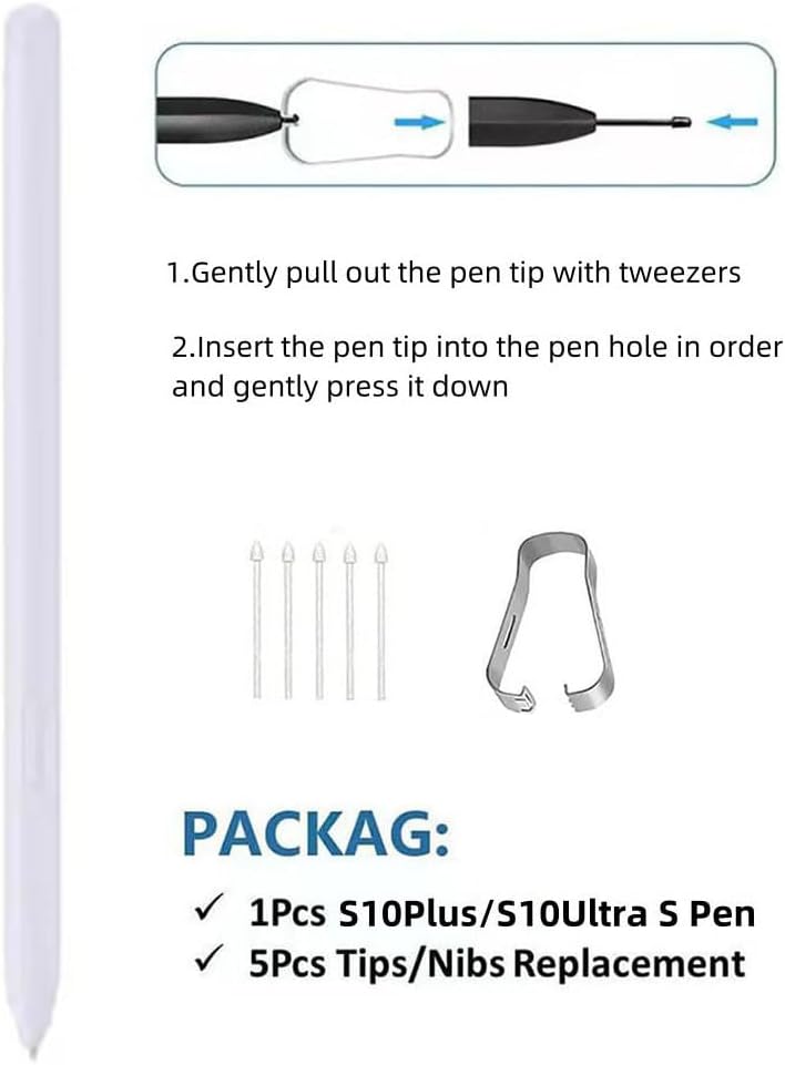 Bimahoo قلم S Pen متوافق مع أجهزة Samsung Galaxy Tab S10+ Plus | Tab S10 Ultra جميع الإصدارات، ويأتي مع قلم S Pen لجهاز Tab S10 (مزود بتقنية البلوتوث)، ويدعم 4,096 مستوى من الضغط مع 5 أنواع من النهايات (لون رمادي). - Image 4