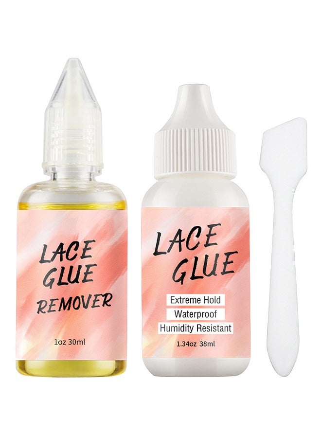 WodeMate 38ML Lace Wig Glue And 30ML Adhesive Remover Set, Lace Wig Glue Safe Non-Toxic Glue, Waterproof Invisible Bonding, Perfect Combination For Front Lace Wigs - Image 1