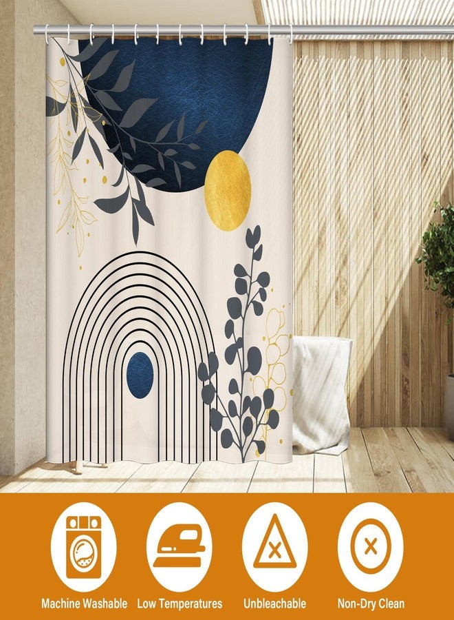 BLOCE Boho Mid Century Shower Curtain Set for Bathroom, 72"X72" Shower Curtain for Chic Elegant Bathroom Decor, Fabric Shower Curtain Waterproof Durable (Blue Grey, 72" L x 72" W) - Image 2